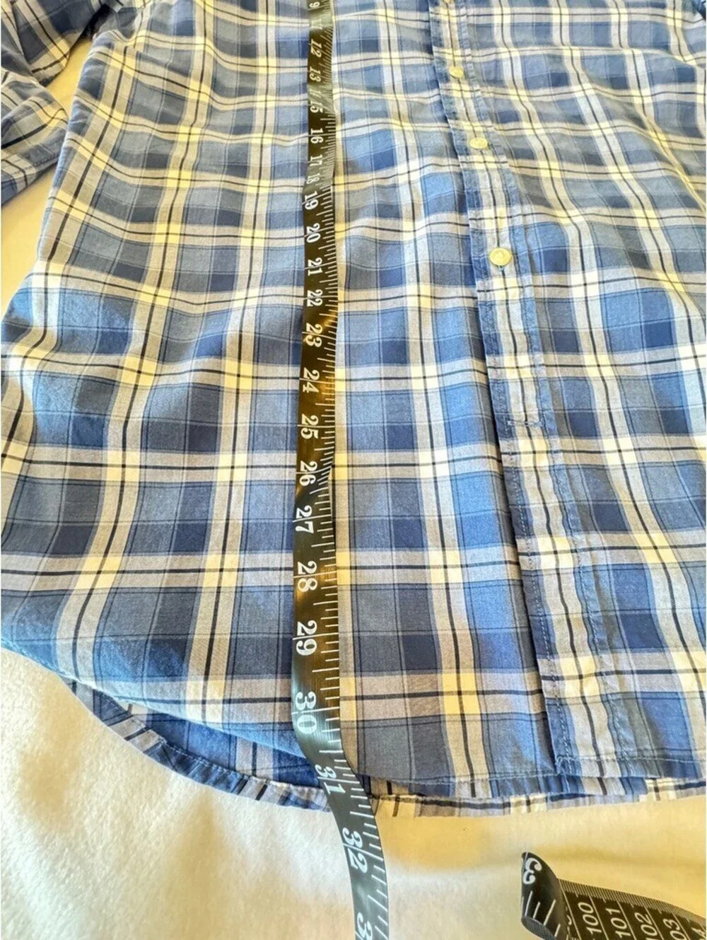 Banana Republic Camden Fit Blue Plaid Long Sleeve Shirt Size Large Tall